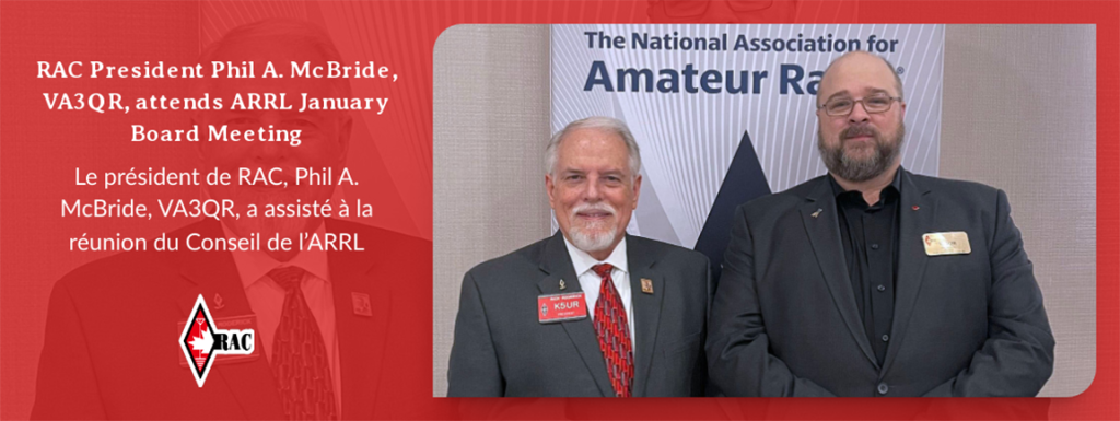 Banner image showing ARRL President Rick Roderick and RAC President Phil McBride