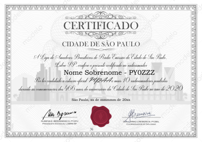 Certificado Cidade de Sao Paulo