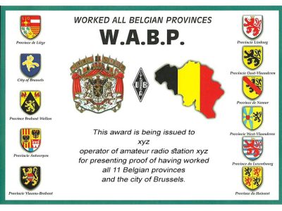 Worked All Belgian Provinces Award. Diplôme Worked All Belgian Provinces