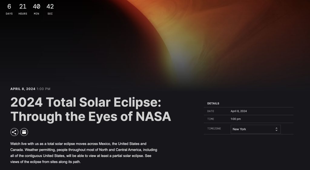 NASA solar eclipse livestream header
