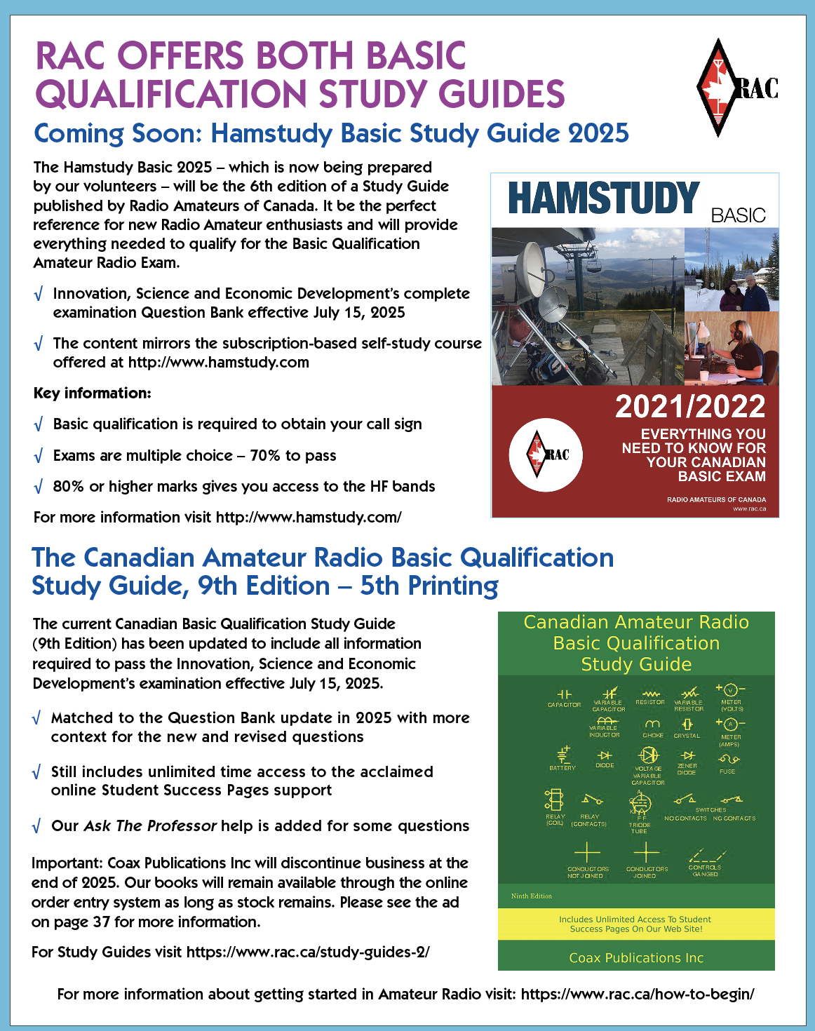 RAC and Coax Study Guides September 2025 TCA
