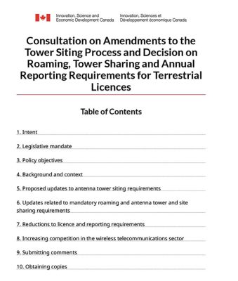 Cover of ISED Consultation on Towers document