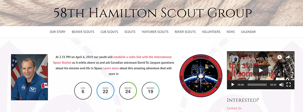Promotional item for ARISS contact with 58th Hamilton Scout Group