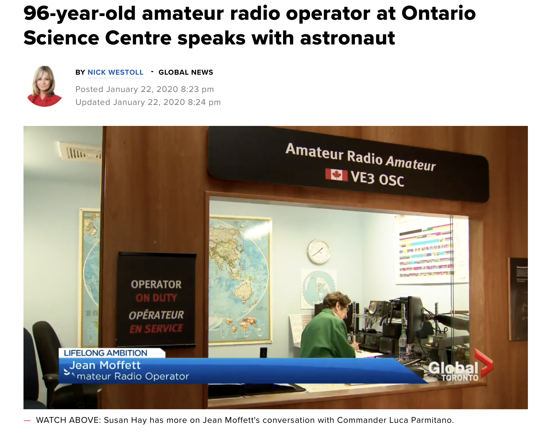 Global News photo ARISS contact with Ontario Science Centre