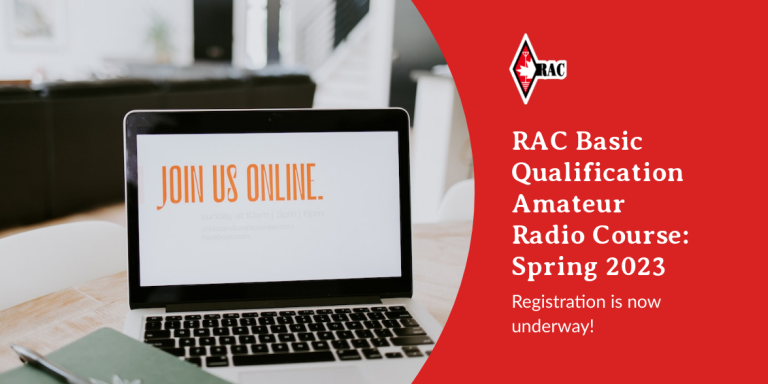 Banner image for RAC Basic Qualification Course showing laptop computer with "Join Us Online" on the screen.